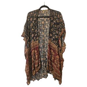 SOFT SURROUNDINGS Kimono Kaftan Blouse Embellished Beach Coverup Tunic Top -OSFM